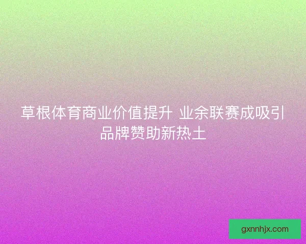 草根体育商业价值提升 业余联赛成吸引品牌赞助新热土