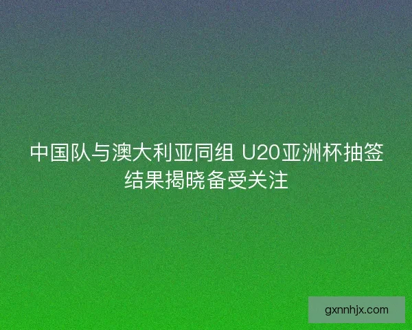 中国队与澳大利亚同组 U20亚洲杯抽签结果揭晓备受关注