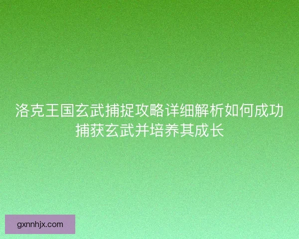 洛克王国玄武捕捉攻略详细解析如何成功捕获玄武并培养其成长