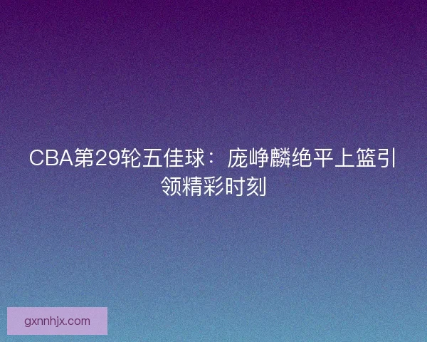 CBA第29轮五佳球:庞峥麟绝平上篮引领精彩时刻 CBA第29轮五佳球:庞峥麟绝平上篮引领精彩时刻
