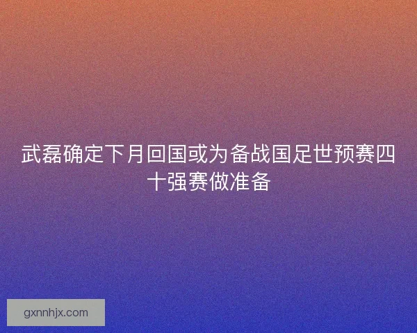 武磊确定下月回国或为备战国足世预赛四十强赛做准备 武磊确定下月回国或为备战国足世预赛四十强赛做准备