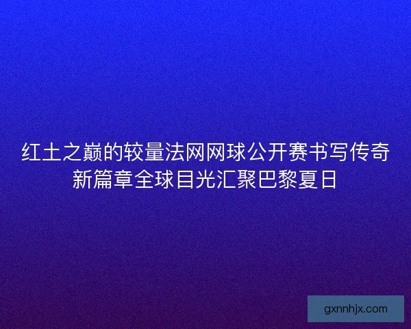 红土之巅的较量法网网球公开赛书写传奇新篇章全球目光汇聚巴黎夏日
