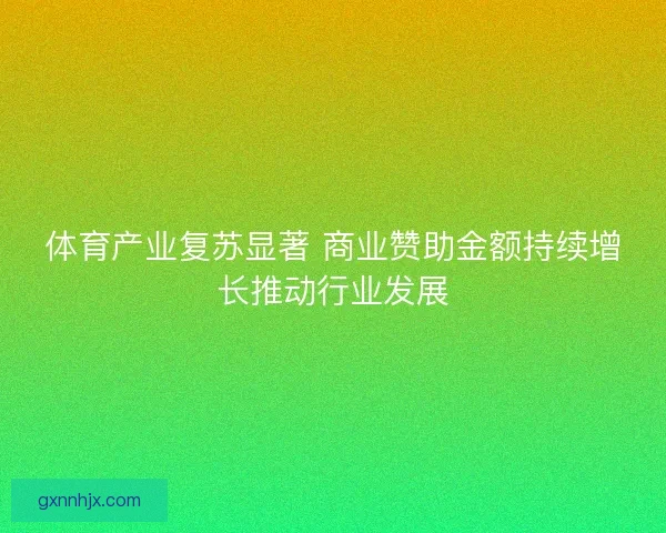 体育产业复苏显著 商业赞助金额持续增长推动行业发展
