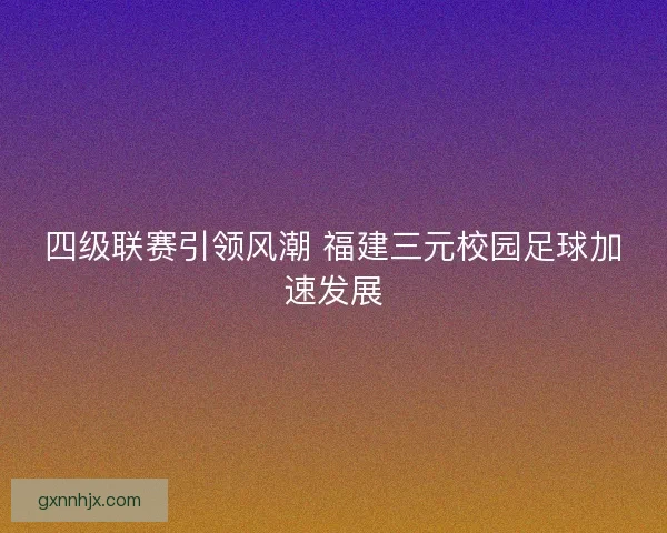 四级联赛引领风潮 福建三元校园足球加速发展