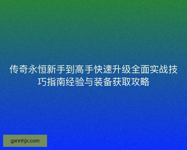 传奇永恒新手到高手快速升级全面实战技巧指南经验与装备获取攻略
