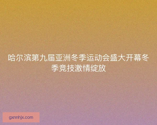 哈尔滨第九届亚洲冬季运动会盛大开幕冬季竞技激情绽放
