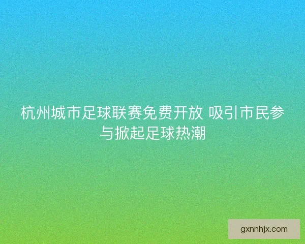 杭州城市足球联赛免费开放 吸引市民参与掀起足球热潮 杭州城市足球联赛免费开放 吸引市民参与掀起足球热潮